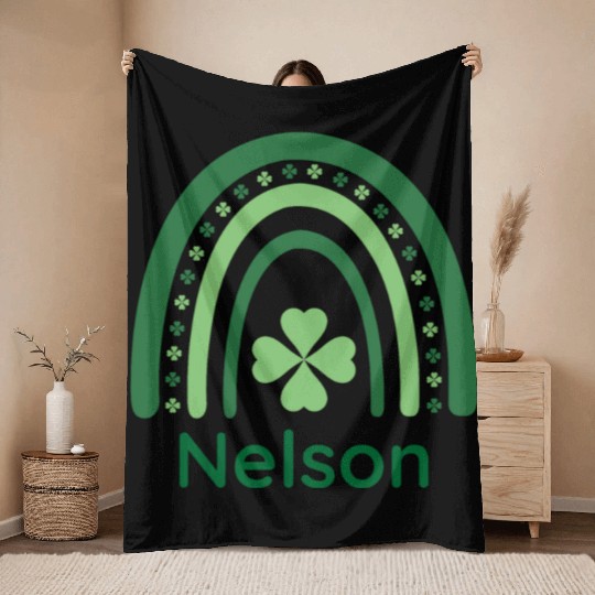 Nelson Clover Charm Boho Rainbow Throw Blankets