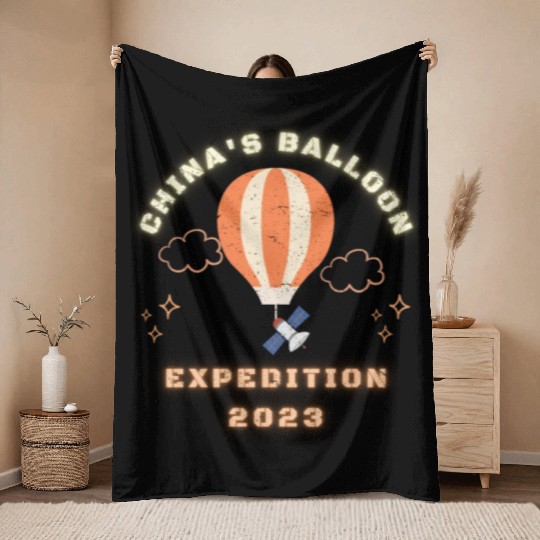 China Spy Balloon China's Surveillance Satellite Throw Blankets