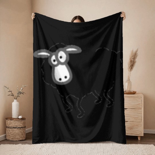 black sheep looking Throw Blankets