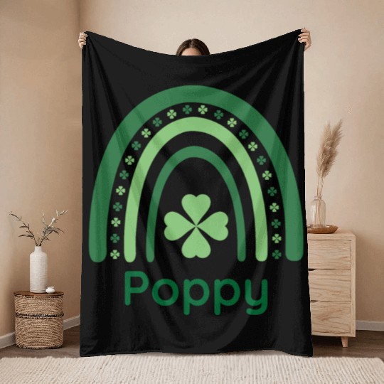 Poppy Clover Charm Boho Rainbow Throw Blankets