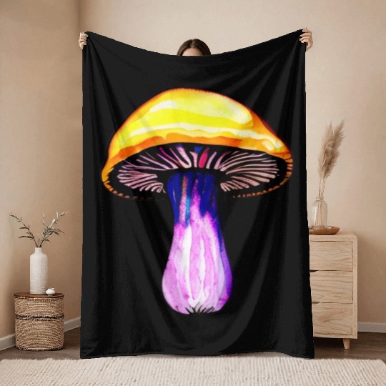 Trippy Psychedelic Rave Trip Mushrooms Goa Throw Blankets