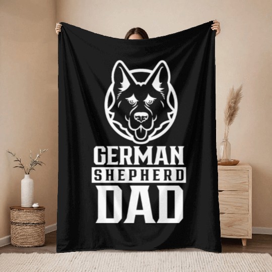 German Shepherd Dad Boy Guy German Sheperd Dog Throw Blankets