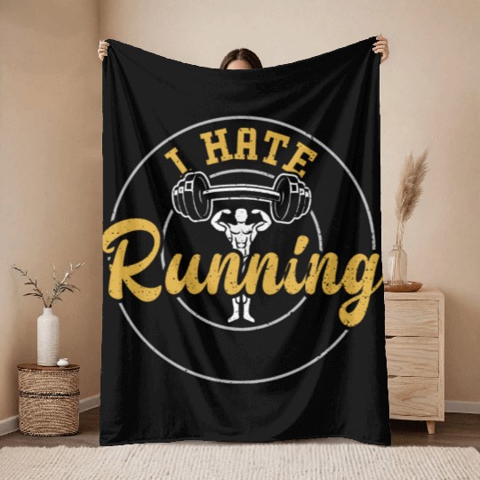 I Hate Running - Gym Throw Blankets