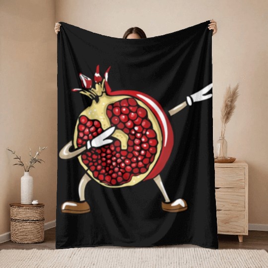Funny Dabbing Pomegranate Lover Fruit Love Throw Blankets
