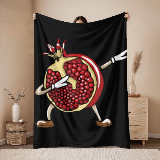 Funny Dabbing Pomegranate Lover Fruit Love Throw Blankets