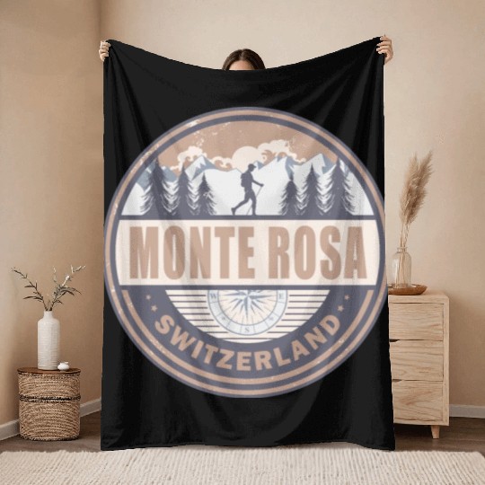 Monte Rosa Switzerland Swiss Alps Vintage Hiking Throw Blankets