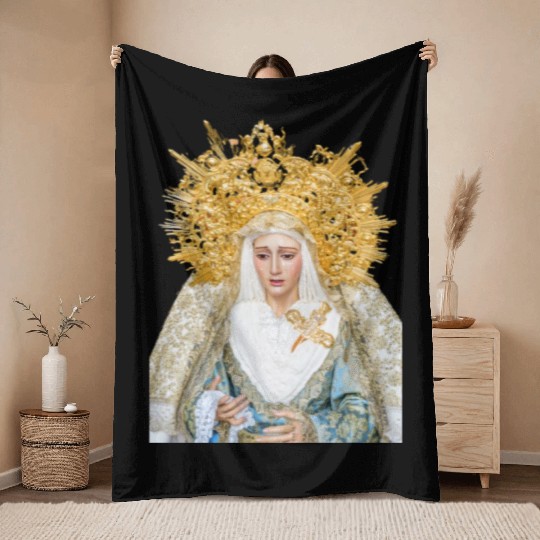 Virgin Mary Mother of Jesus Madonna Throw Blankets