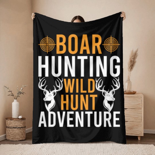Boar Hunting Wild Hunt Adventure Throw Blankets