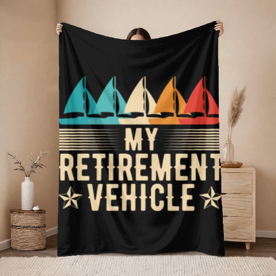 Retirement Vehicle Sailor Sailboat Throw Blankets