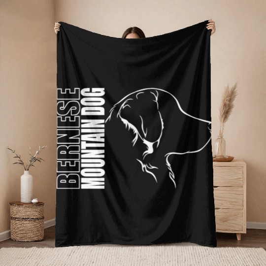 Funny Bernese Mountain Dog Profile dog mom Throw Blankets