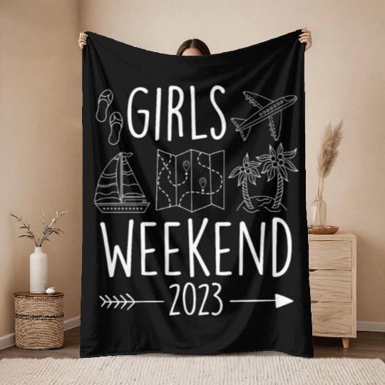 Girls Weekend 2023 Girls Trip Spring Break Throw Blankets