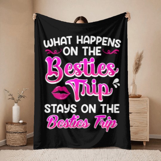 Besties Trip Friends Summer Vacation Spring Break Throw Blankets