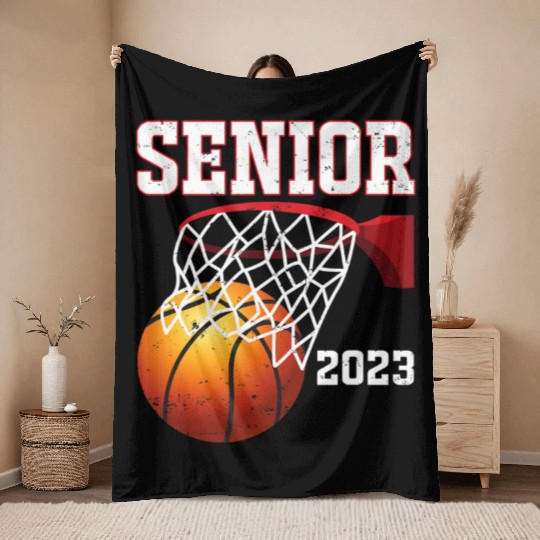 Graduate Senior Class of 2023 Basketball Player Throw Blankets