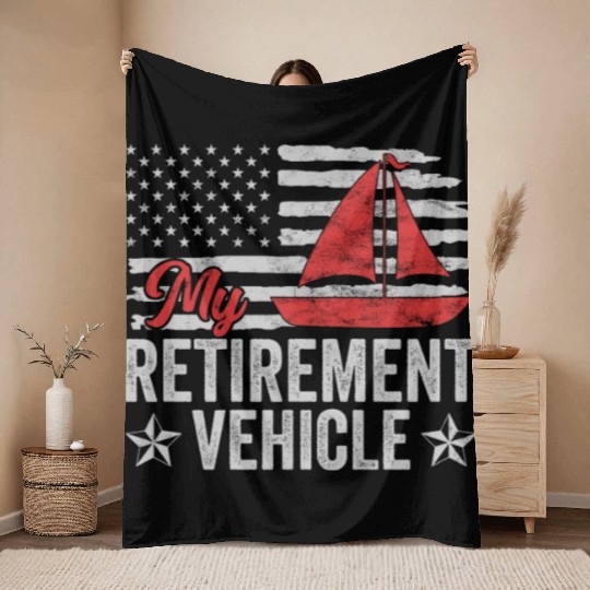 Retirement Vehicle Sailor Sailboat Throw Blankets