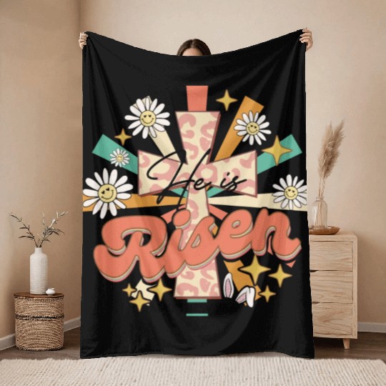 He is risen Mathew 28:06 Throw Blankets