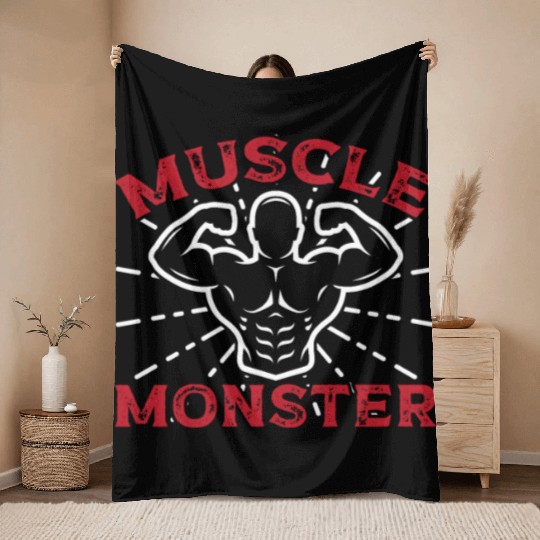 Strongman muscle monster gym fitness bodybuilding Throw Blankets