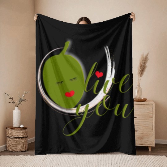 Olive you - I Love You Throw Blankets