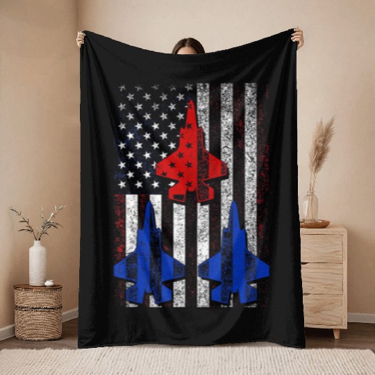 American Independence Fourth of July US Air Force Throw Blankets
