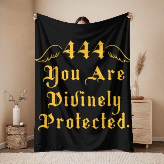 Angel Number 444 You Are Protected Divinely Angel Throw Blankets