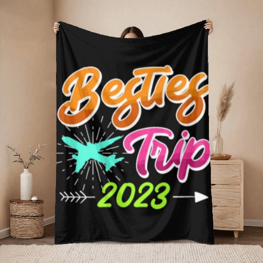 Besties Trip 2023 Vacation Friends Spring Break Throw Blankets