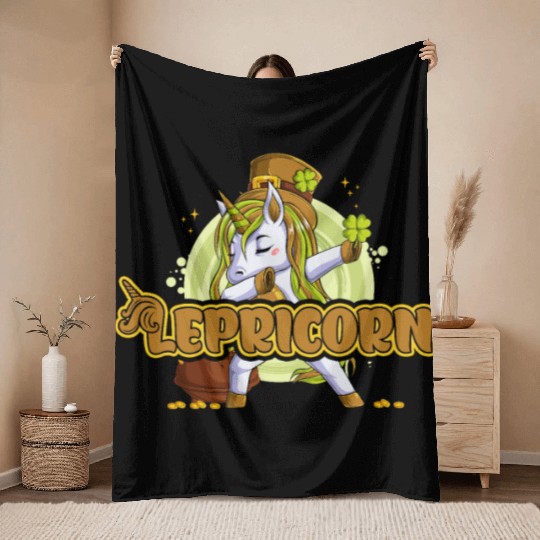 Lepricorn St. Patrick's Day Unicorn Throw Blankets