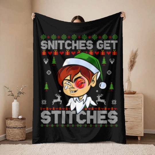 Warrior 12 Snitches Get Stitches Throw Blankets