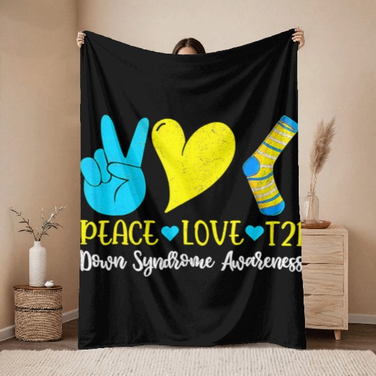 Hand Print Socks World Down Syndrome Awareness Day Throw Blankets