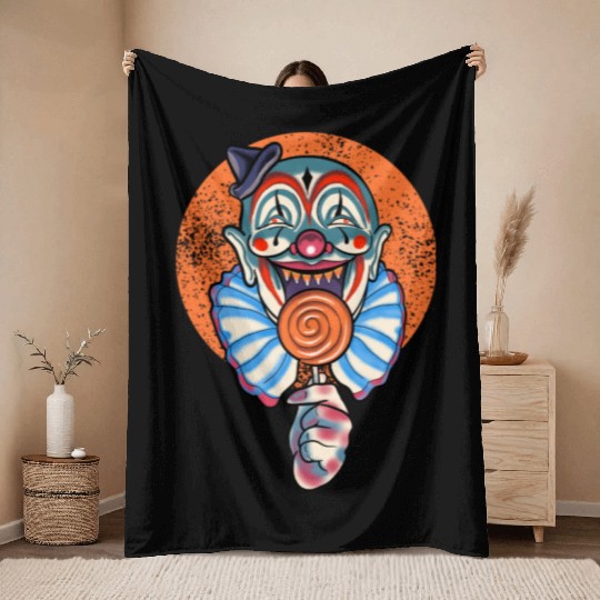 Horror Candy Corn Clown Throw Blankets
