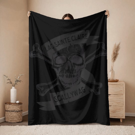 Michigan Lake St Clair Pirate Skull Bones Boating Throw Blankets