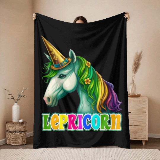 Lepricorn St. Patrick's Day Unicorn Women Throw Blankets