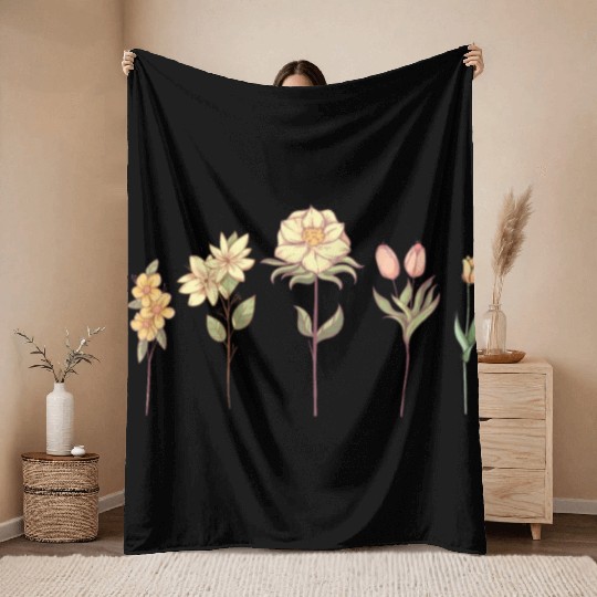 Wildflower, Flowers Plants Botany, Ladies Throw Blankets