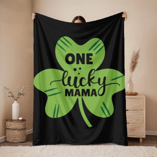 one lucky mama Throw Blankets