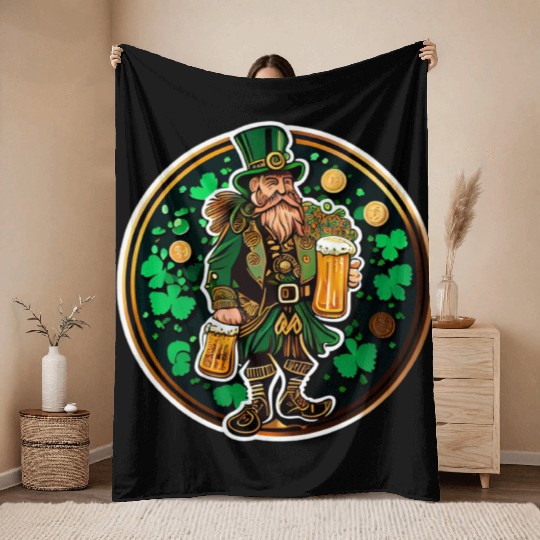 Happy St Patricks Day Throw Blankets,Lucky Throw Blankets