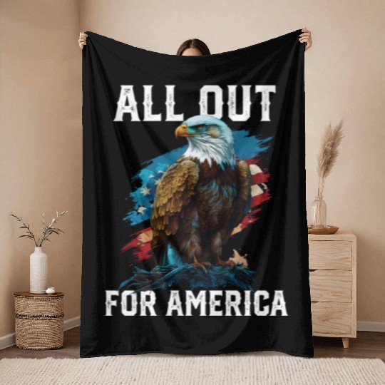 All Out for America American Bald Eagle America Throw Blankets