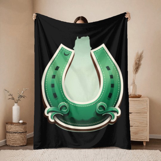 A horseshoe for good luck T--Throw Blankets