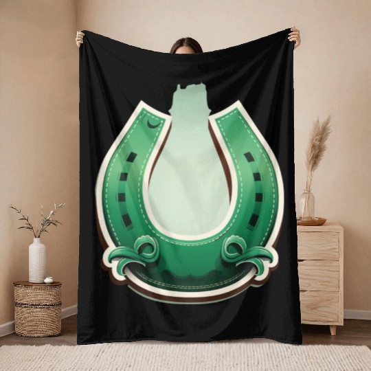 A horseshoe for good luck T--Throw Blankets