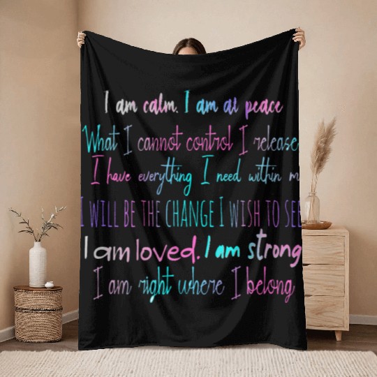 "I am" Self Love Mantra Throw Blankets