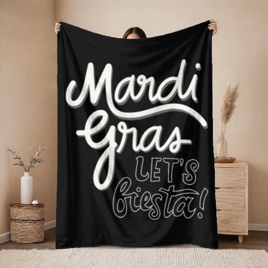 Mardi Gras Carnival Fiesta Party Louisiana New Orl Throw Blankets