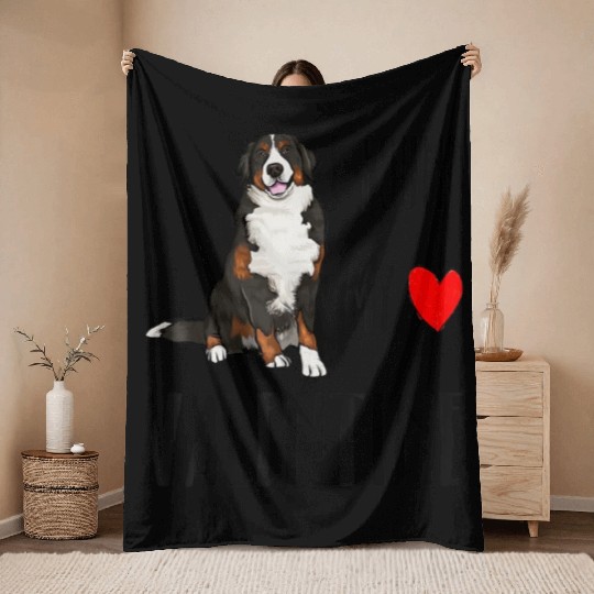 I Found My Valentine Day Bernese Mountain Dog Dog Throw Blankets