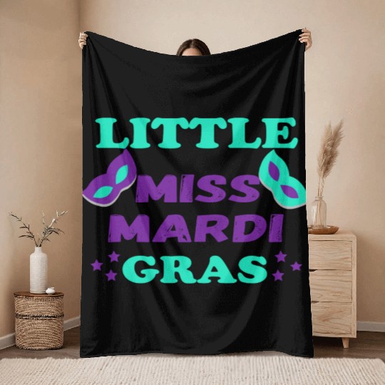little miss mardi gras great Gift for Women & Girl Throw Blankets