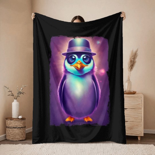 Fantasy Penguin Art Throw Blankets