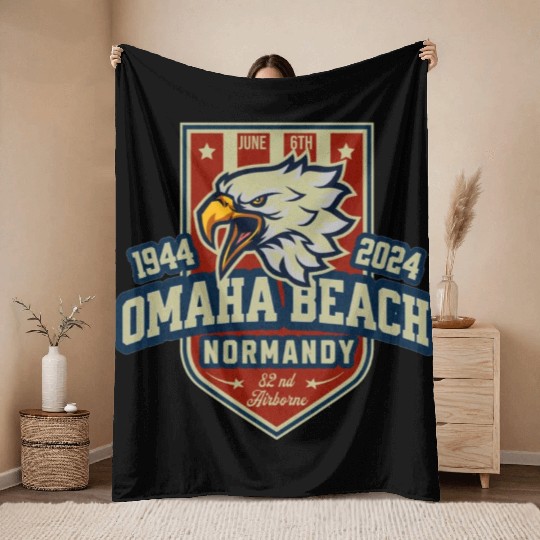 Omaha Beach Normandy D DAY 80 th anniversary Throw Blankets
