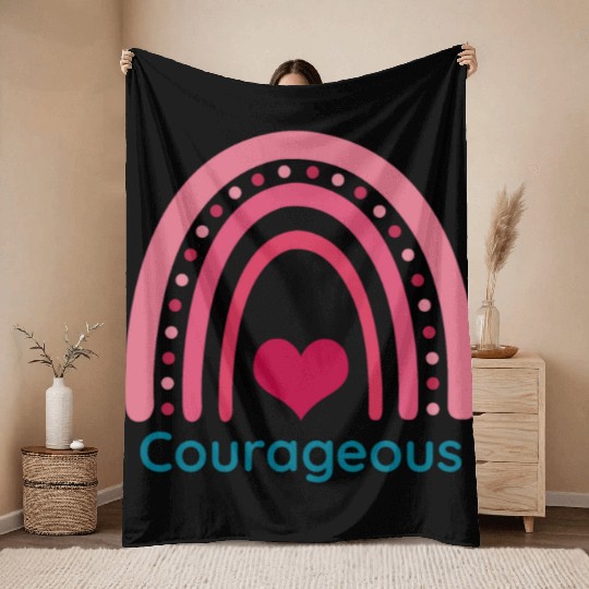 Courageous Viva Magenta Boho Rainbow Throw Blankets