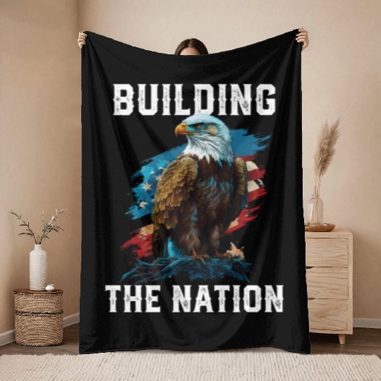 Building the Nation American Bald Eagle America Throw Blankets