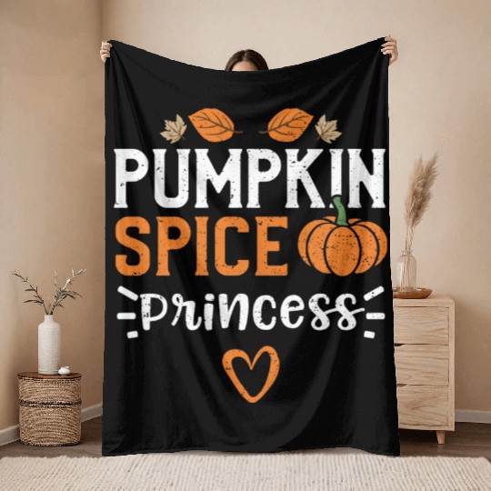 Pumpkin Spice Princess - Pumpkin Throw Blankets