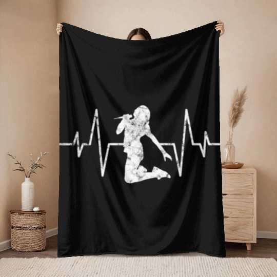 guitar player girl heartbeat Throw Blankets