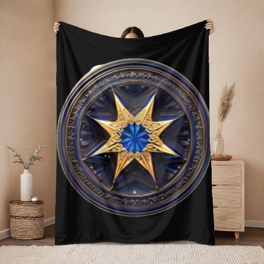 gold star with design Throw Blankets