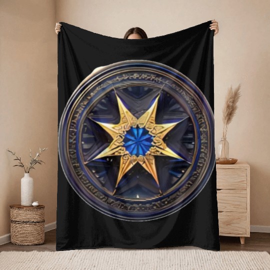 gold star with design Throw Blankets
