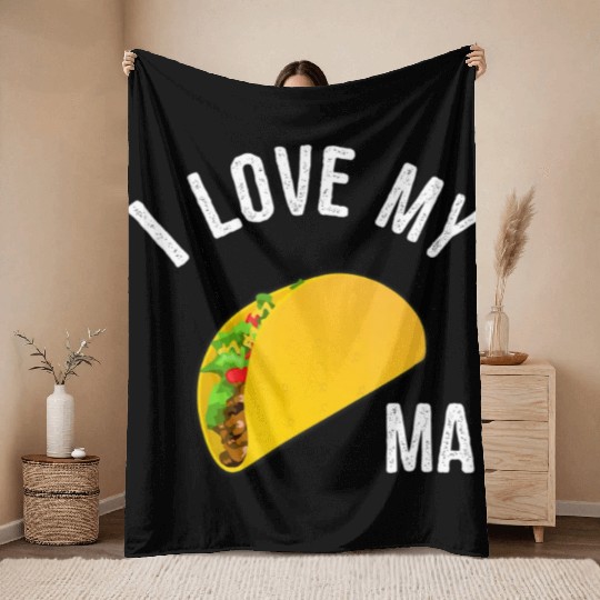 Funny Taco Truck Throw Blankets I Love My