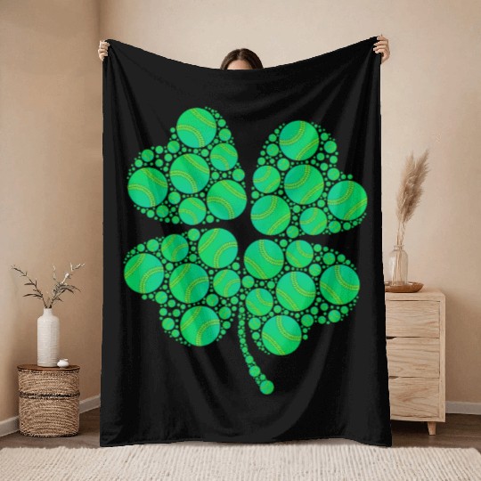 Baseball shamrock lucky charm baseball Throw Blankets